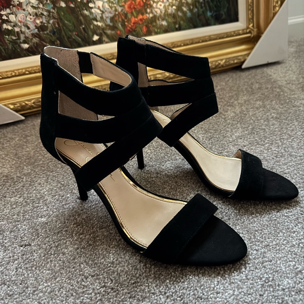 Black strappy heels